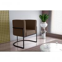 Poltrona Decorativa Cadeira Veludo Marrom Matrix Cairo Sala Recepção Base - 5