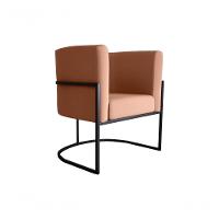 Poltrona Decorativa Cadeira Veludo Ferrugem Matrix Cairo Sala Recepção Base - 1