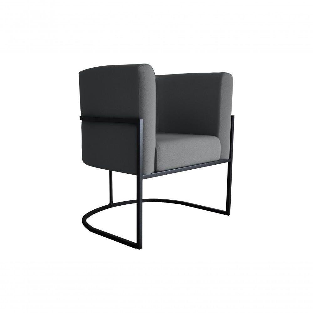 Poltrona Decorativa Cadeira Veludo Cinza Matrix Cairo Sala Recepção Base - 1