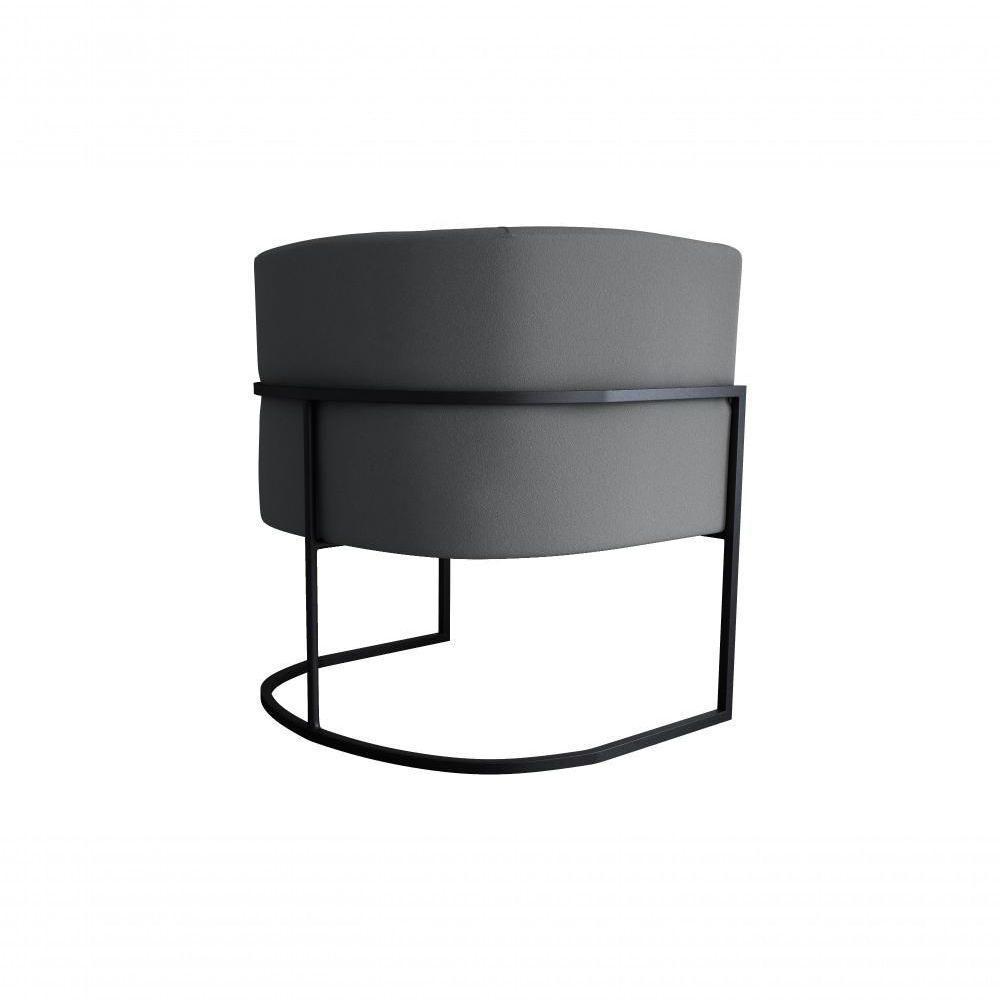 Poltrona Decorativa Cadeira Veludo Cinza Matrix Cairo Sala Recepção Base - 2