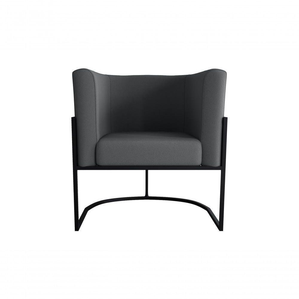 Poltrona Decorativa Cadeira Veludo Cinza Matrix Cairo Sala Recepção Base - 4