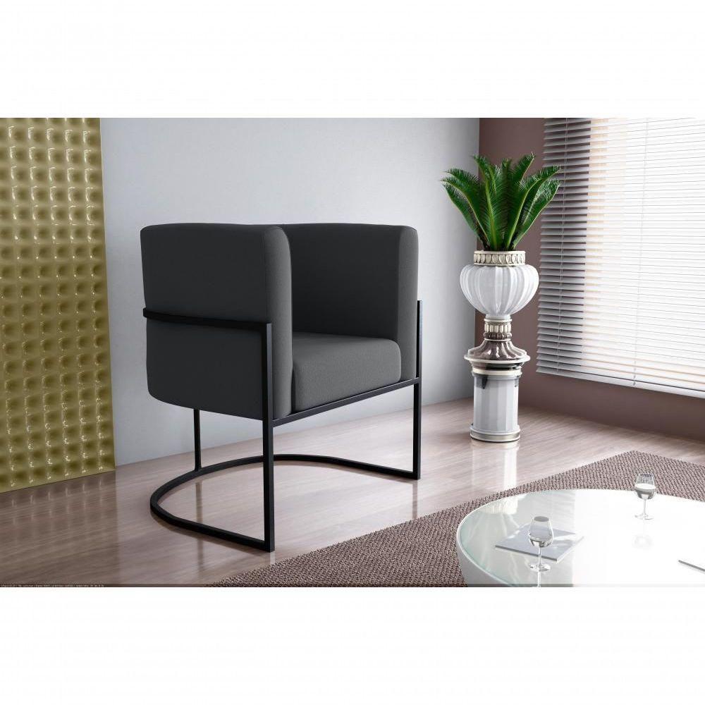 Poltrona Decorativa Cadeira Veludo Cinza Matrix Cairo Sala Recepção Base - 5