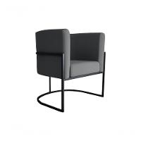 Poltrona Decorativa Cadeira Veludo Cinza Matrix Cairo Sala Recepção Base - 1