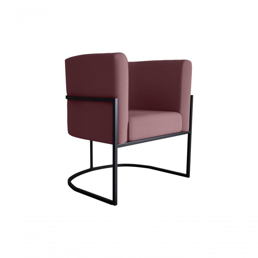 Poltrona Decorativa Cadeira Veludo Rosê Matrix Cairo Sala Recepção Base - 1