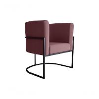 Poltrona Decorativa Cadeira Veludo Rosê Matrix Cairo Sala Recepção Base - 1