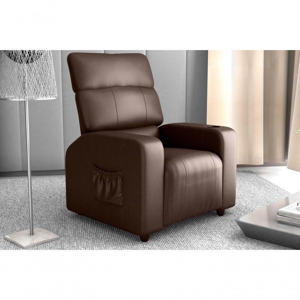 Poltrona Reclinável Sala Cadeira Mx 67 Pulse Sintetico Marrom Matrix Original - 4