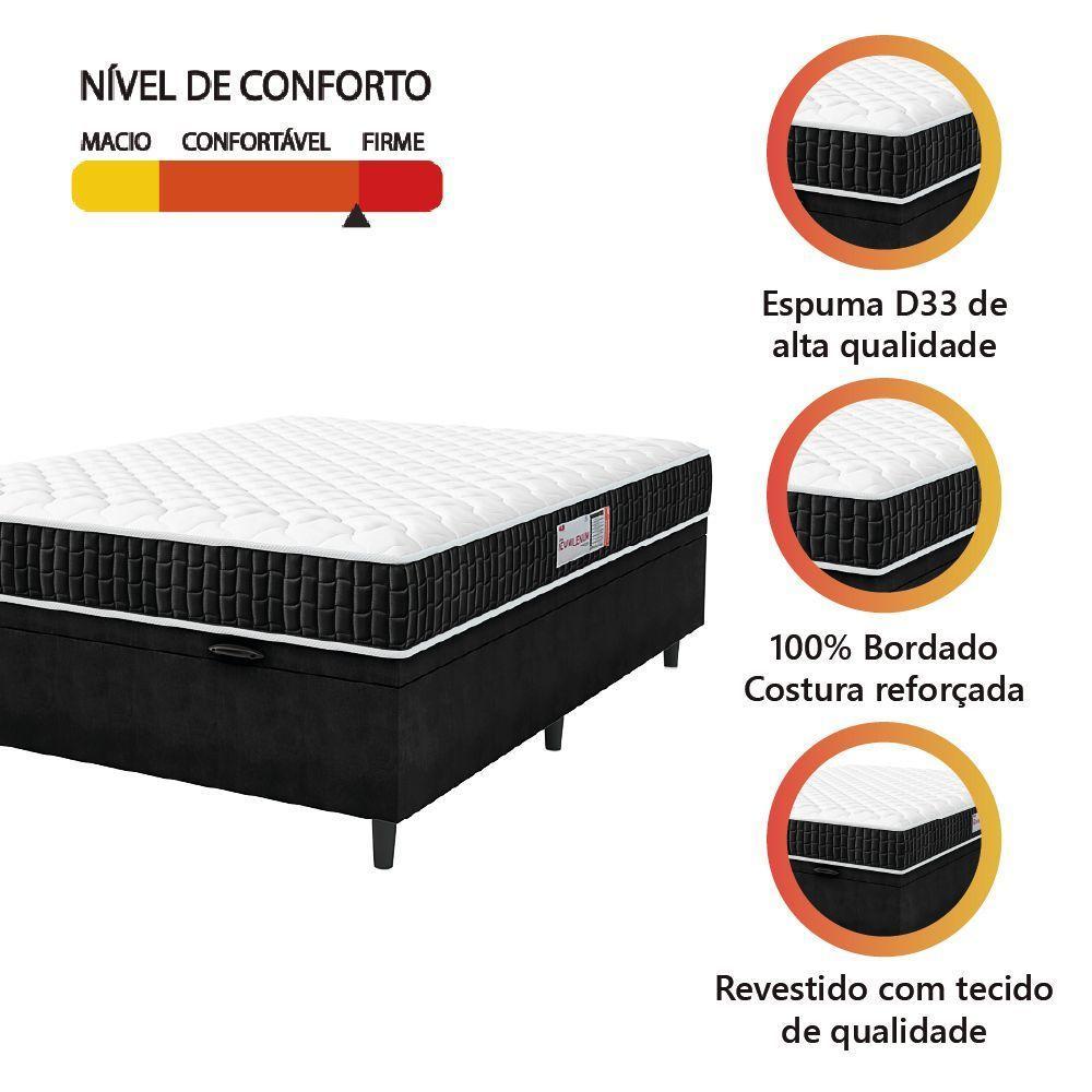 Cama Box Baú Colchão Casal Espuma D33 New Millenium 138x60cm Preto/branco Hellen Preto - 2