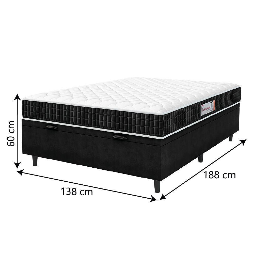 Cama Box Baú Colchão Casal Espuma D33 New Millenium 138x60cm Preto/branco Hellen Preto - 4