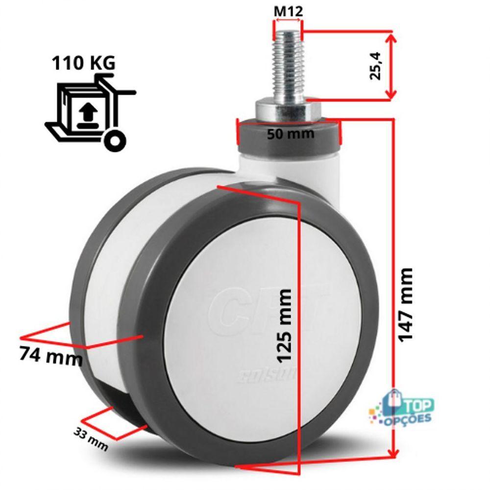 2 Rodizio Giratório Hospitalar 5 Pol Espiga Sem Freio Cpte.05.pu.e - 5