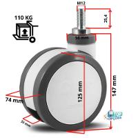 2 Rodizio Giratório Hospitalar 5 Pol Espiga Sem Freio Cpte.05.pu.e - 5
