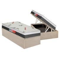 Cama Box Baú Solteiro: Colchão Ortopédico Plumatex Falcon Ultra Firme + Base CRC Suede Clean(88x188) - 1