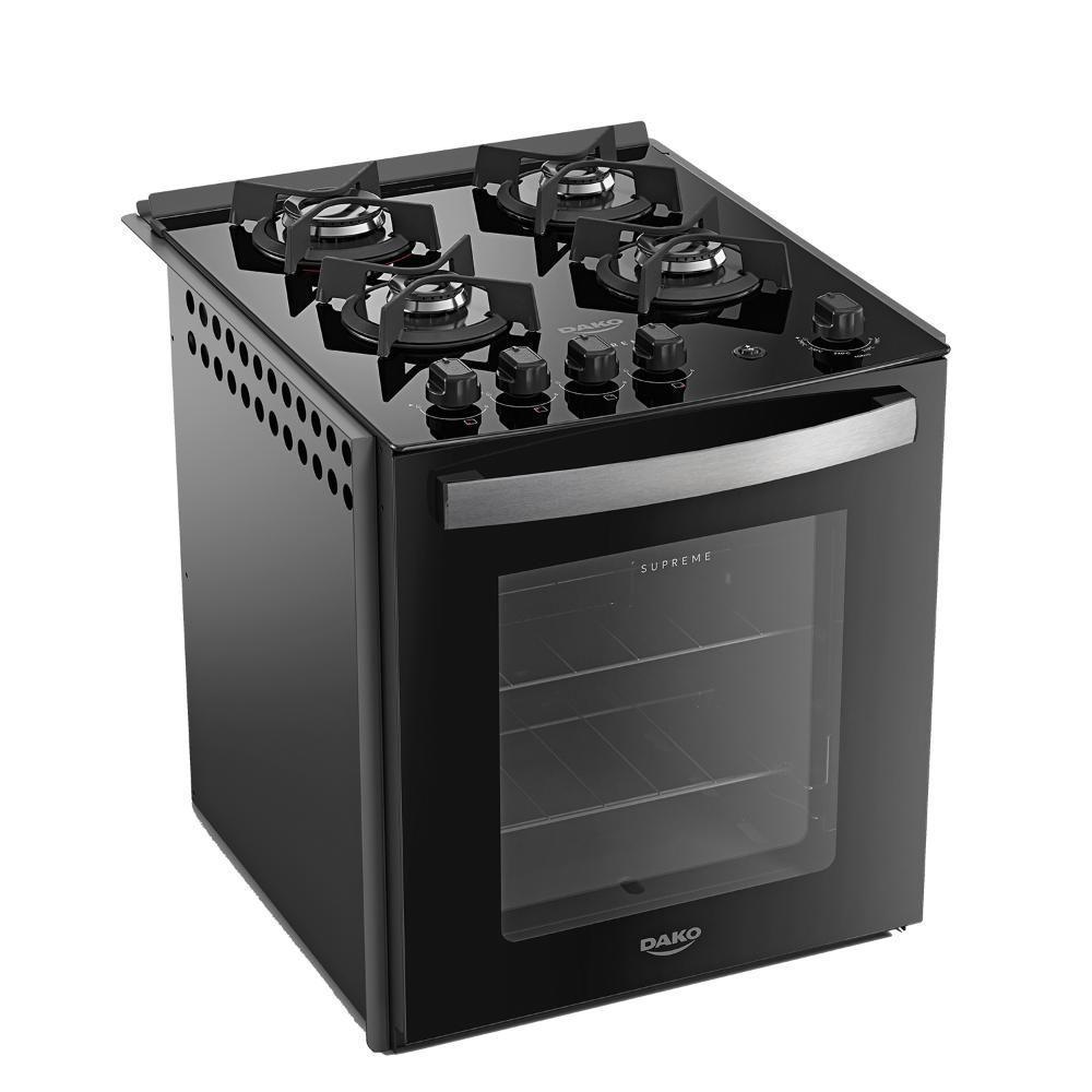 Fogão De Embutir 4 Bocas Preto Com Mesa De Vidro Dako Supreme Bivolt - 1