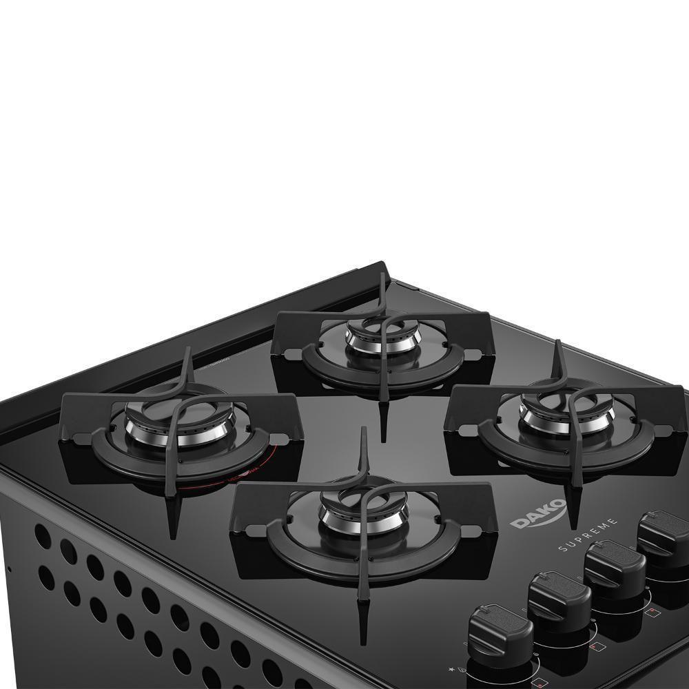 Fogão De Embutir 4 Bocas Preto Com Mesa De Vidro Dako Supreme Bivolt - 3