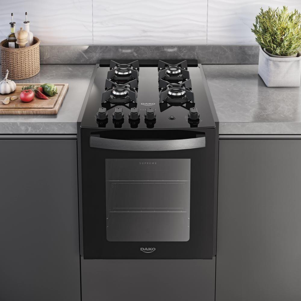 Fogão De Embutir 4 Bocas Preto Com Mesa De Vidro Dako Supreme Bivolt - 5