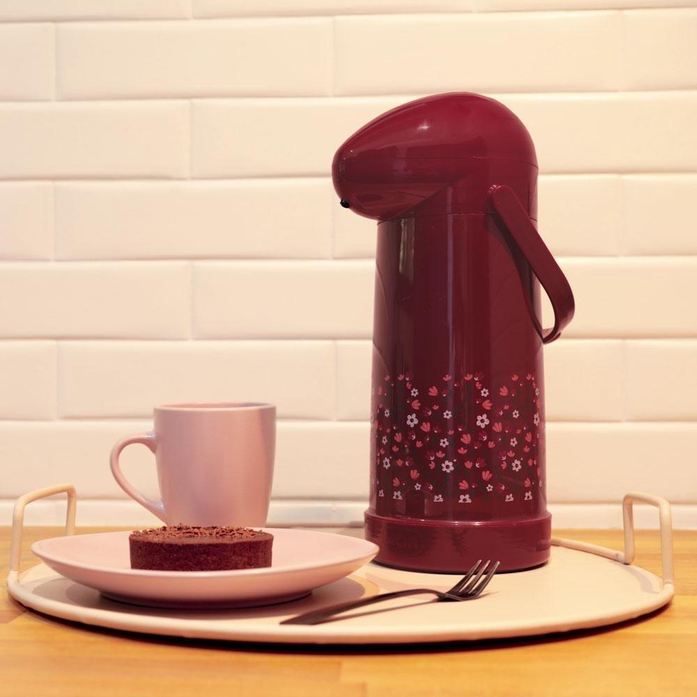 Garrafa Térmica De Pressão Nobile 1 Litro Cores Mor Rubi - 2