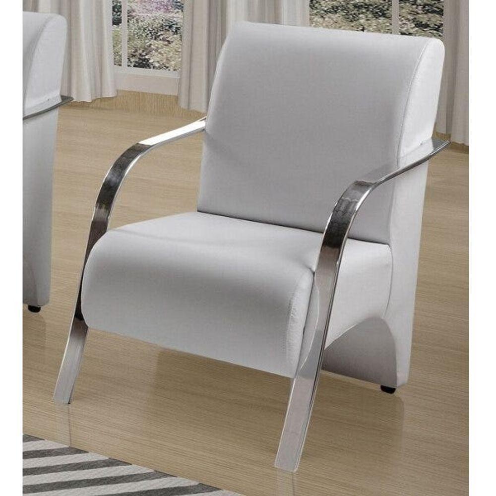 Poltrona Decorativa 1 Lugar Vênus Braço Pé Alumínio Confortável Para Sala Tv Espera D Salla Tecido Sintético - 4