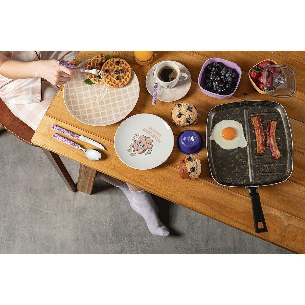 Frigideira Bistequeira 26cm Tramontina Azul Groovy Breakfast Alumínio Antiaderente Starflo - 7