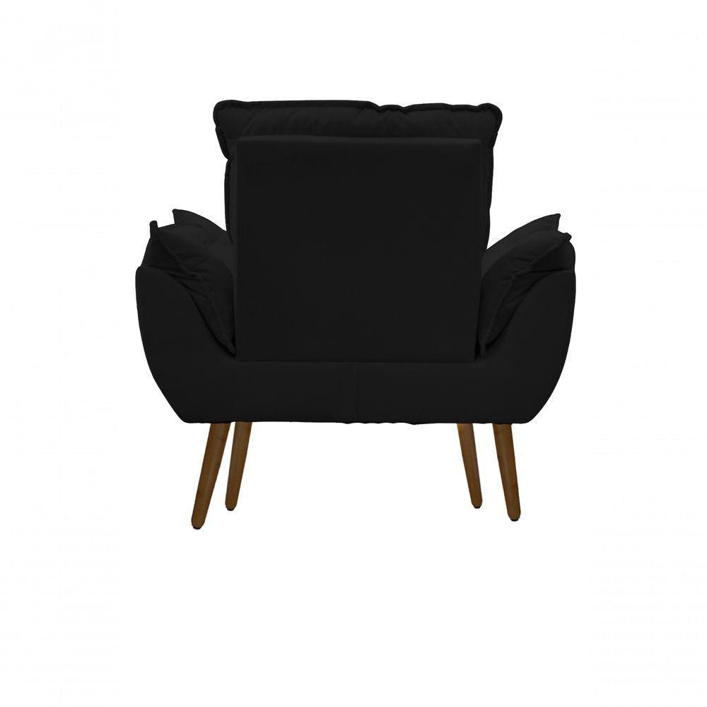 Kit C/ 01 Poltrona Opala + 01 Puff Opala Elegante Suede Preto - 4