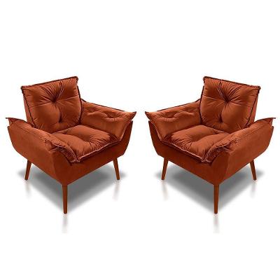 Kit 2 Poltronas Opala Luxo Suede Terracota Sonho Das Poltronas