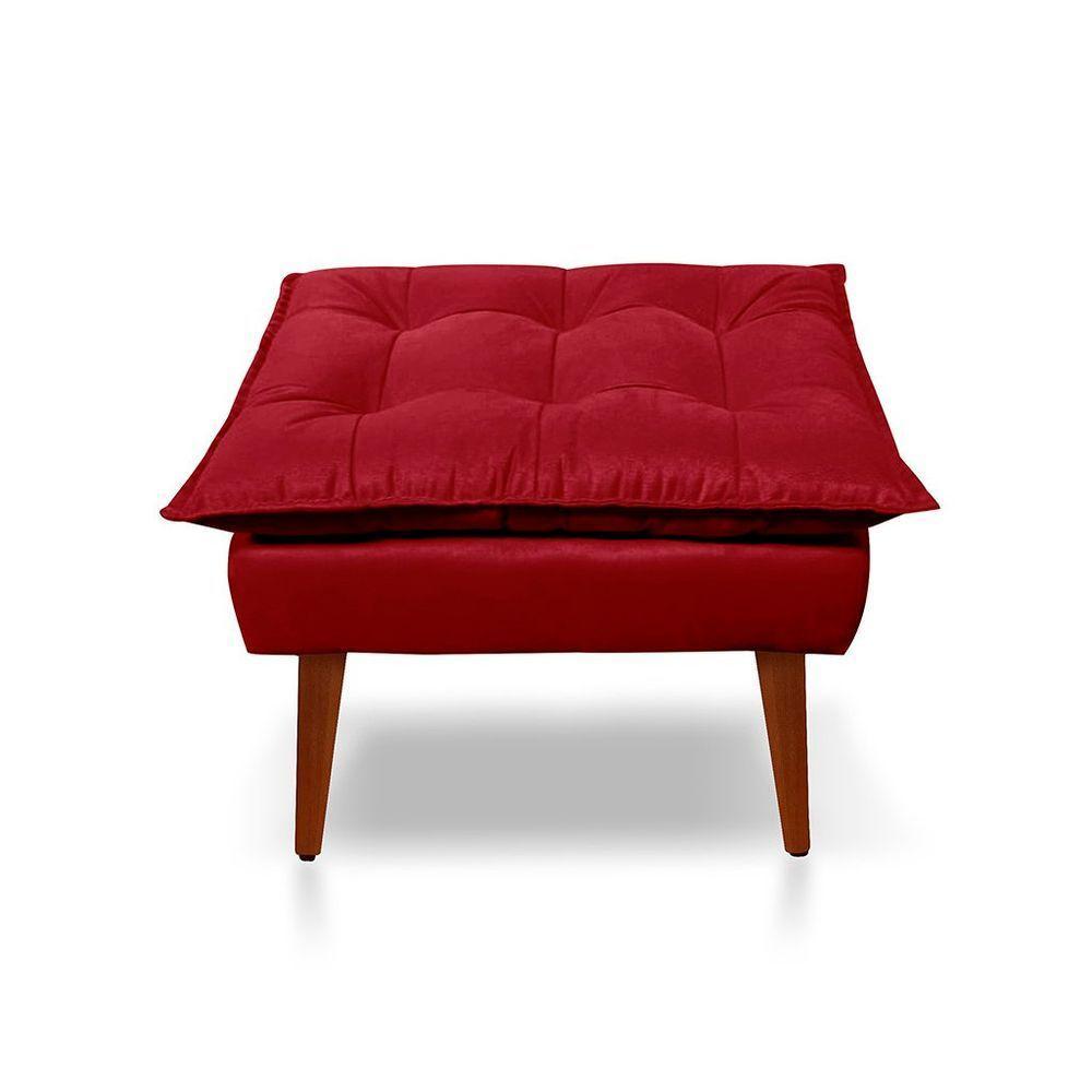 Kit C/02 Poltronas Opala + 02 Puff Opala Elegante Suede Vermelho - 2