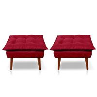 Kit C/02 Poltronas Opala + 02 Puff Opala Elegante Suede Vermelho - 3