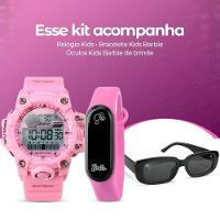 Relogio Infantil Prova Dagua Digital Rosa Led + Oculos Sol Esportivo Ajustavel Cronometro Menina - 7