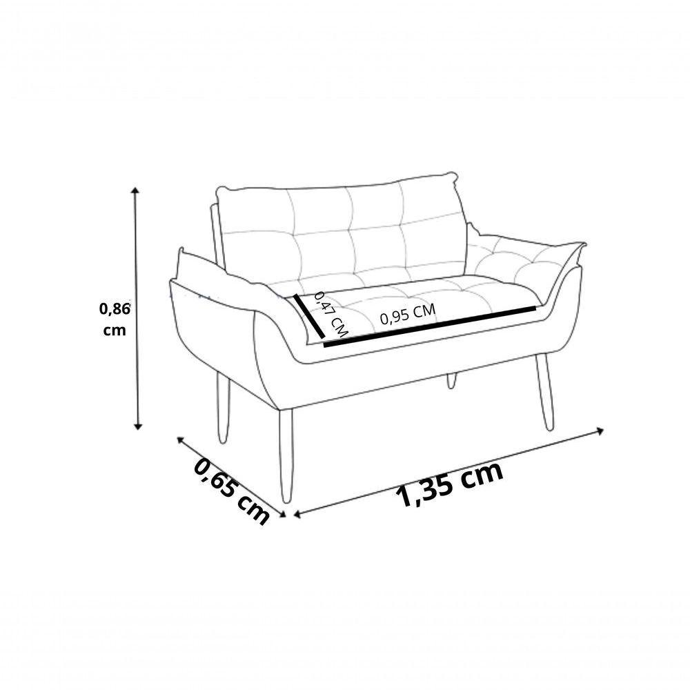 Kit C/ 01 Namoradeira Opala + 02 Puffs Redondo Danny + 02 Almofadas Suede Vermelho - 2