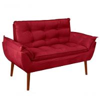 Kit C/ 01 Namoradeira Opala + 02 Puffs Redondo Danny + 02 Almofadas Suede Vermelho - 6