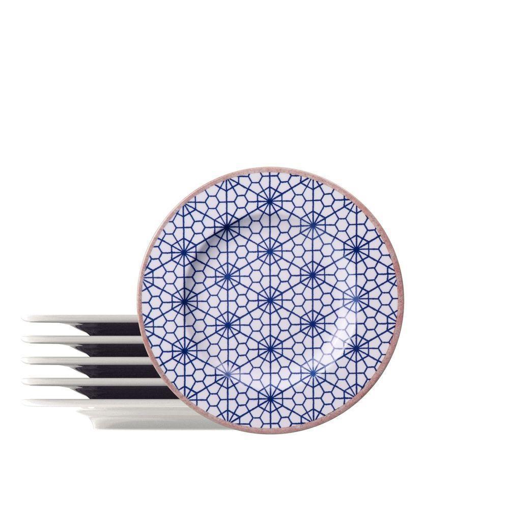 Kit Prato Sobremesa Tramontina Abstratta Porcelana Decorada 21cm 06 Peças Tramontina - 1