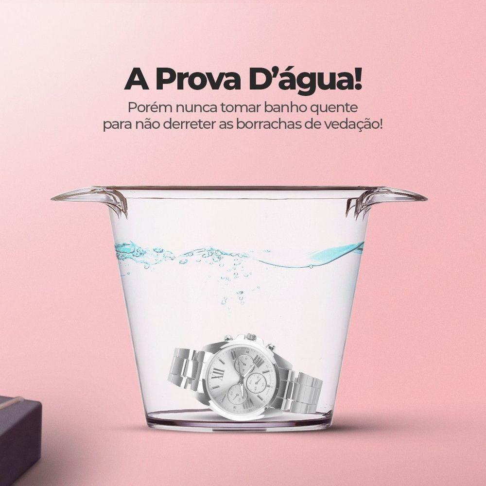 Relogio Prova Dagua Aço Inox Prata Casual Premium Feminino Social Casual Original Presente - 4