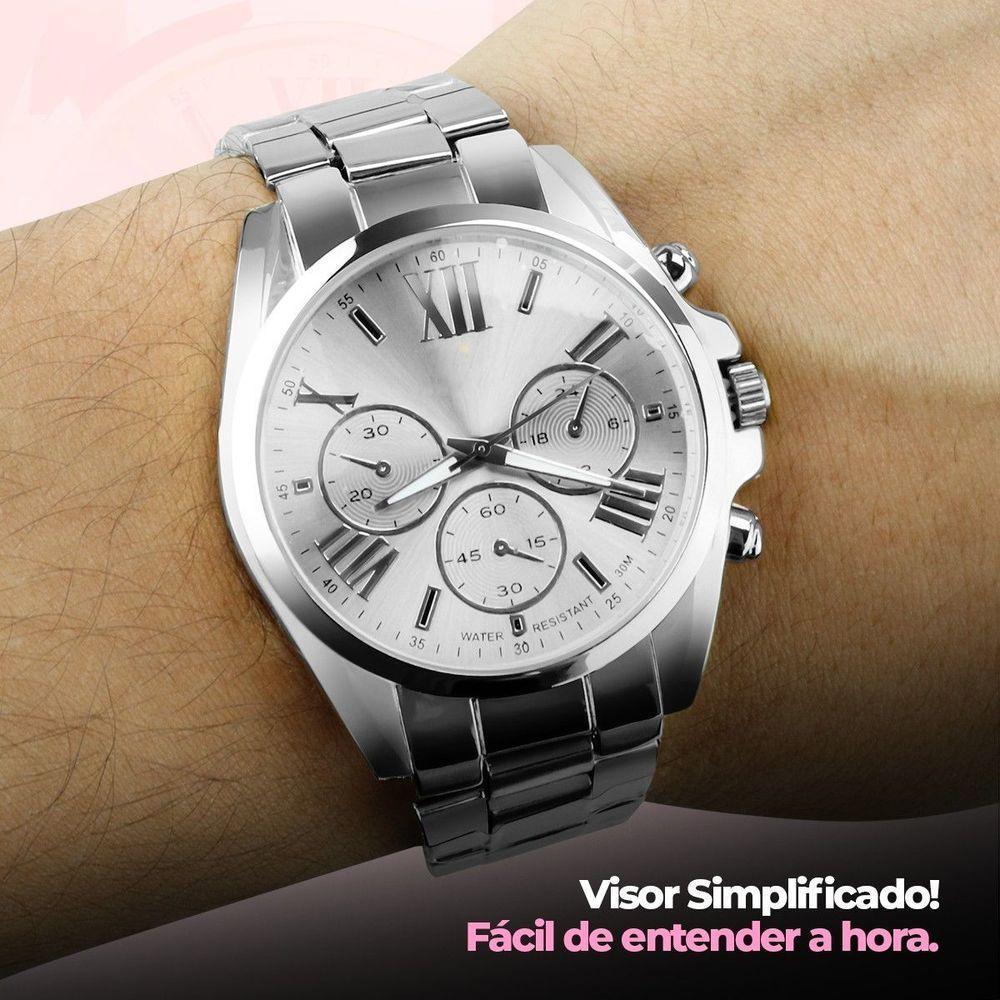 Relogio Prova Dagua Aço Inox Prata Casual Premium Feminino Social Casual Original Presente - 5