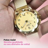 Relogio Feminino Prova Dagua Banhado + Relogio Silicone Aço Pulseira Ajustavel Original Combo Preto - 3