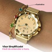 Relogio Feminino Prova Dagua Banhado + Relogio Silicone Aço Pulseira Ajustavel Original Combo Preto - 5