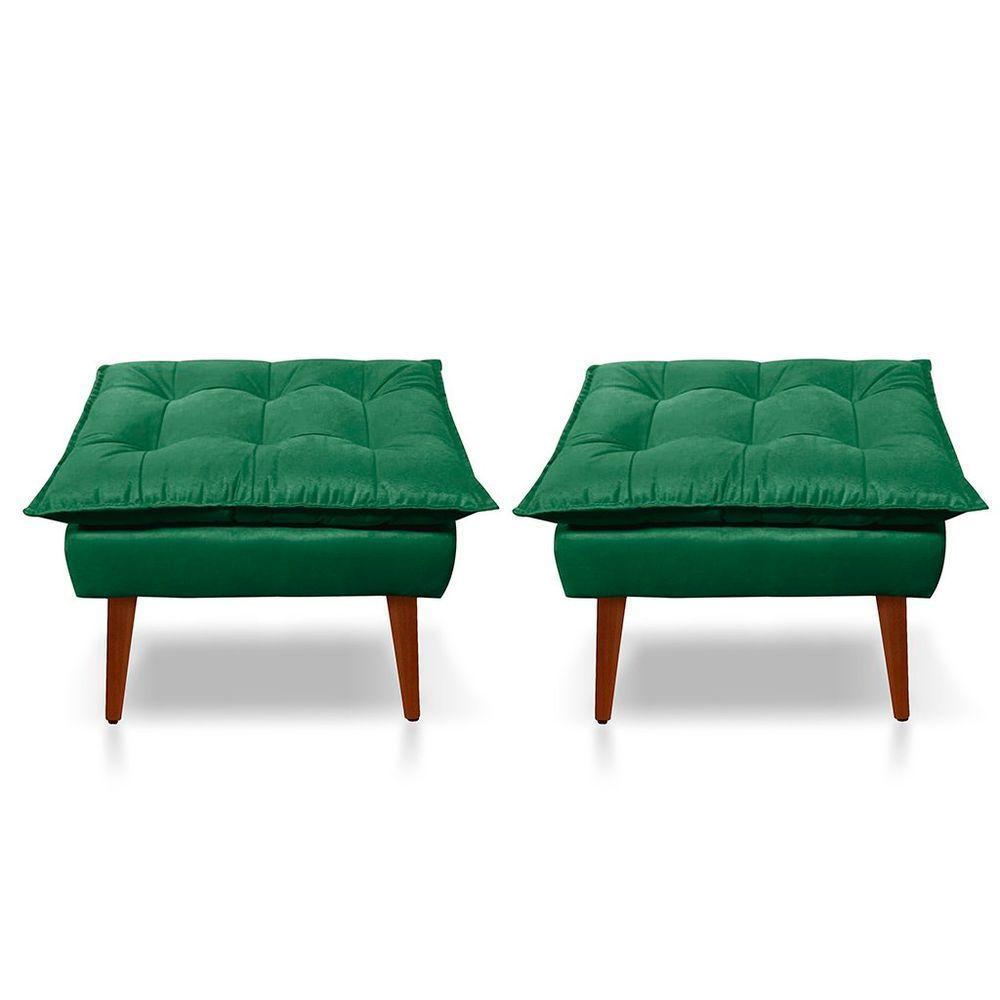 Kit C/02 Poltronas Opala + 02 Puff Opala Elegante Suede Verde - 2