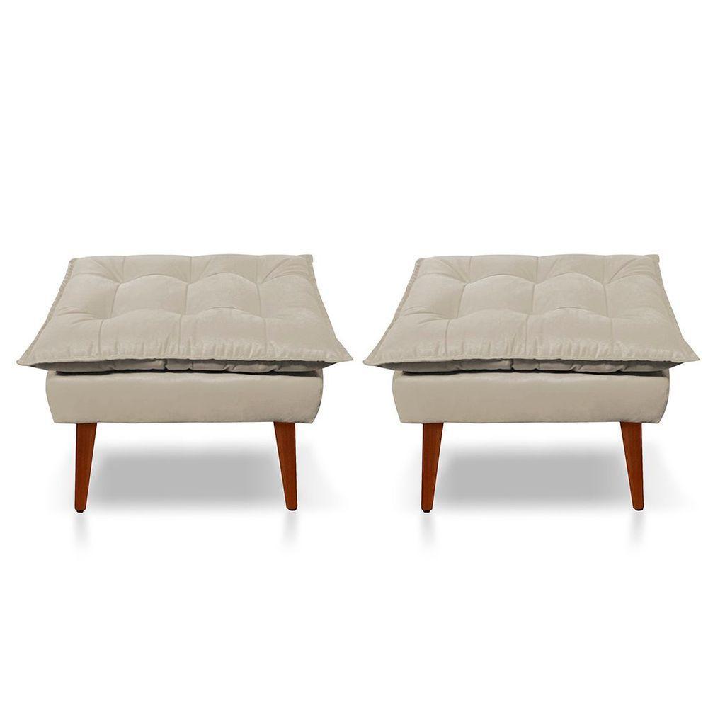 Kit C/02 Poltronas Opala + 02 Puff Opala Elegante Suede Bege - 6