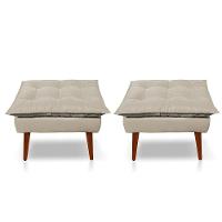 Kit C/02 Poltronas Opala + 02 Puff Opala Elegante Suede Bege - 6