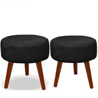 Kit C/ 01 Namoradeira Opala + 02 Puffs Redondo Danny + 02 Almofadas Suede Preto - 3