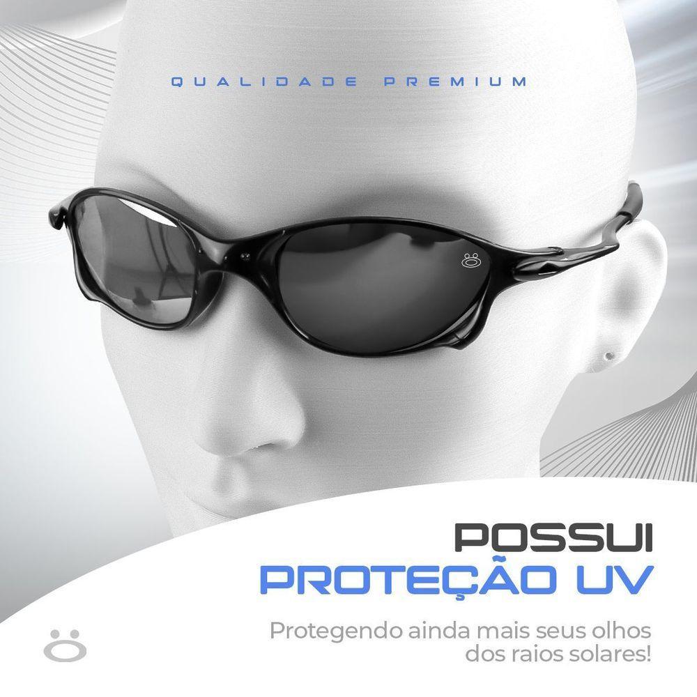 Oculos Sol + Relogio Masculino Aço Inox Banhado + Cordão Qualidade Premium Proteção Uv Preto Casual - 5