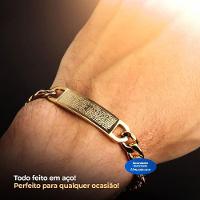 Relogio Dourado Prova Dagua + Pulseira + Caixa + Cordão Cruz Grande Original Presente Pesado Social