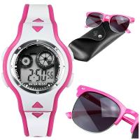 Relogio Digital Rosa Infantil Led + Case Premium + Oculos Qualiadde Premium Original Silicone Menina - 1