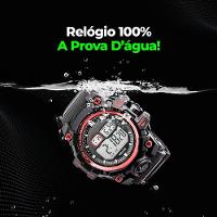 Oculos Proteção Uv + Caixa + Relogio Prova Dagua Digital Grande Alarme Data Analogico Presente Preto - 7