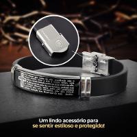 Relogio Masculino Aço Inox Preto + Caixa + Pai Nosso Pulseira Ajustavel Social Presente Silicone - 2