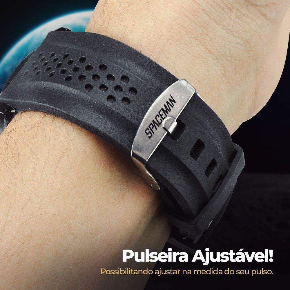 Relogio Preto + Cordão Prata + Caixa Casual Relogio Cordao Silicone Presente Pingente Cruz Ajustavel - 2