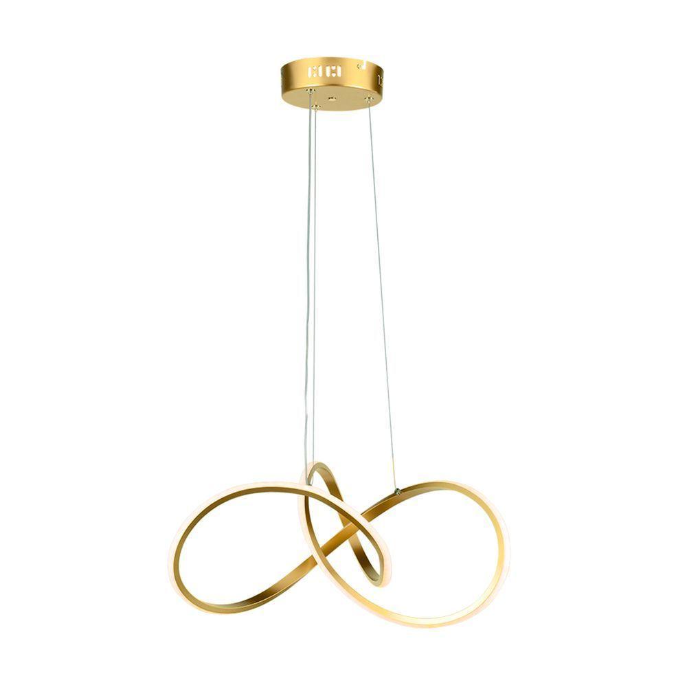 Lustre Pendente Taschibra Design Tóquio 30w Led 45cm Luz Quente 3000k Bivolt Ouro - 1