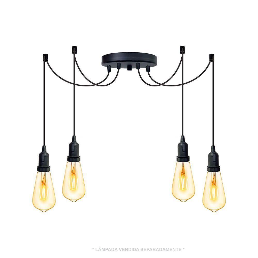 Lustre Aranha Com 4 Pendentes De 2 M + Soquetes - 1
