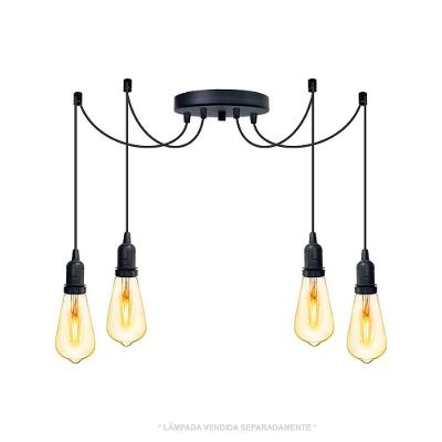 Lustre Aranha Com 4 Pendentes De 2 M + Soquetes