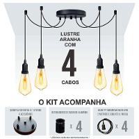 Lustre Aranha Com 4 Pendentes De 2 M + Soquetes - 2
