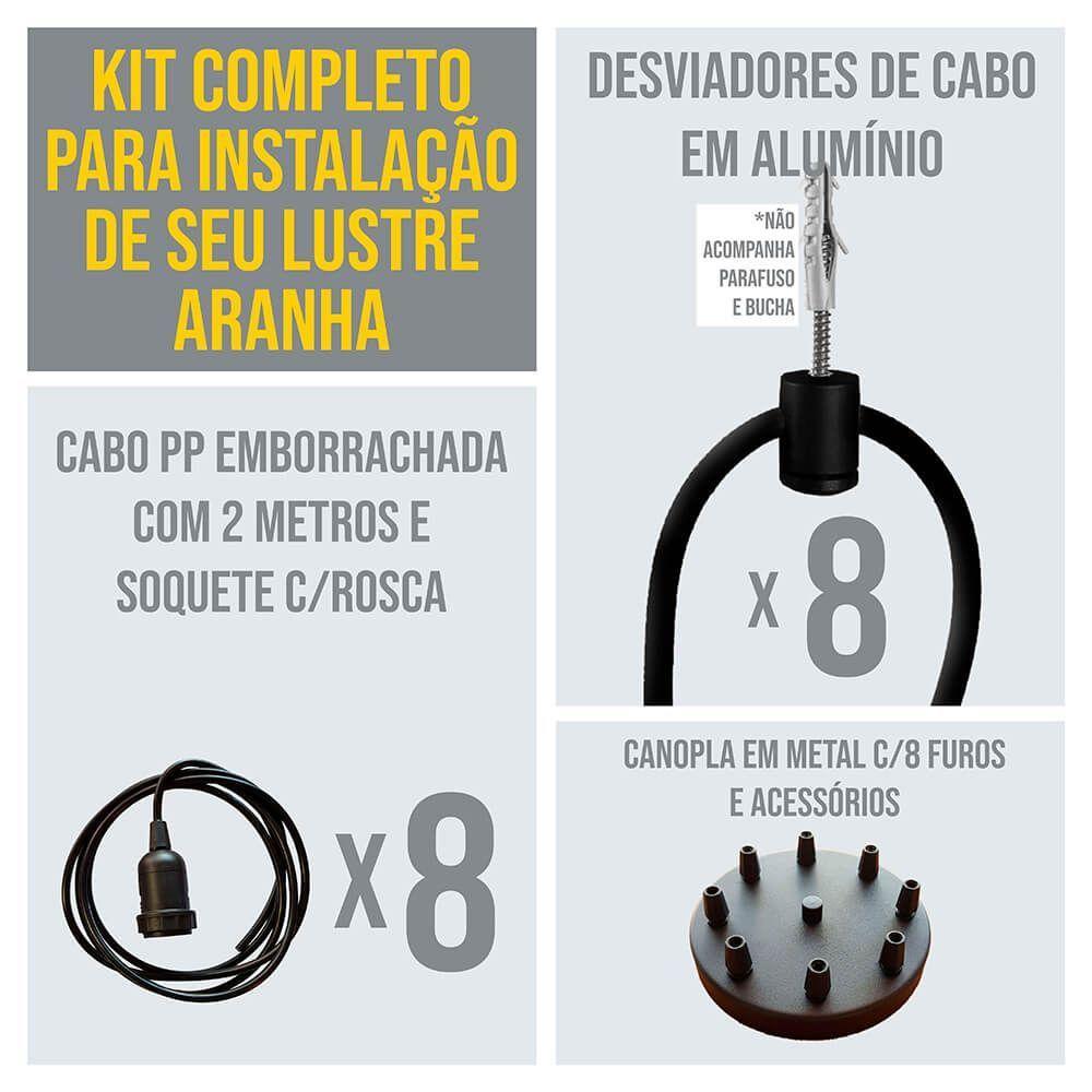 Lustre Aranha Com 8 Pendentes De 2 M + Soquetes - 4
