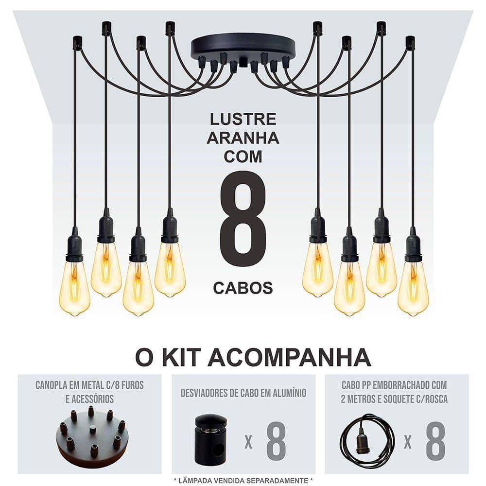 Lustre Aranha Com 8 Pendentes De 2 M + Soquetes - 5
