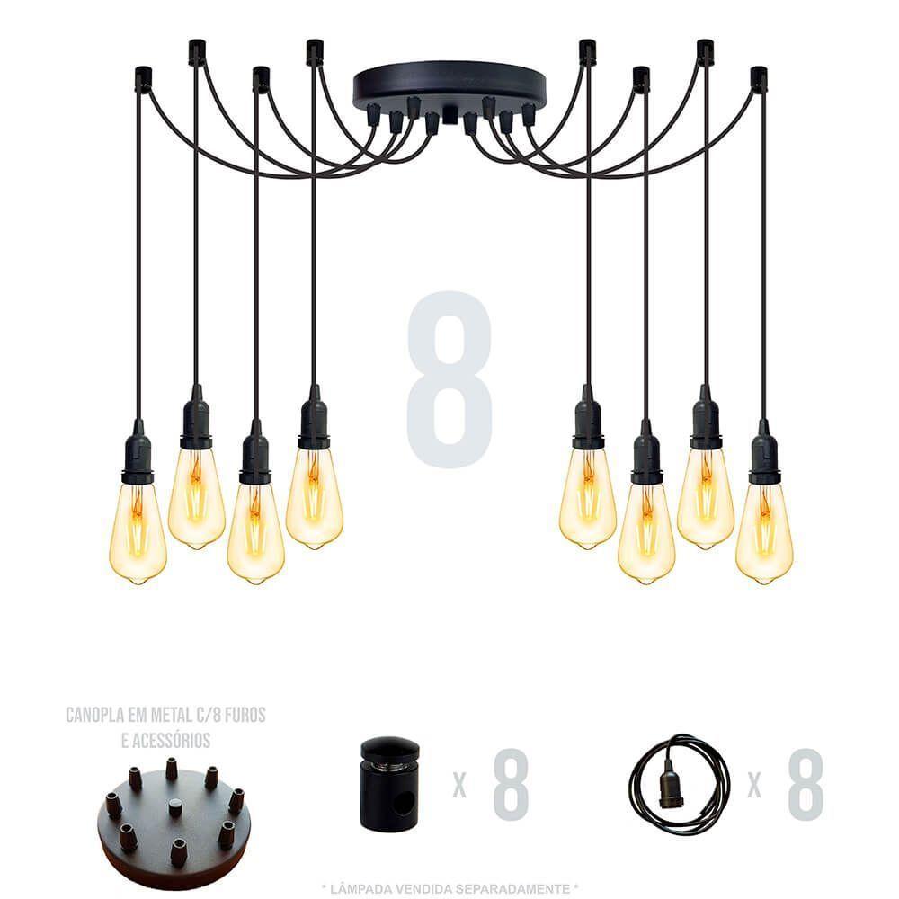 Lustre Aranha Com 8 Pendentes De 2 M + Soquetes - 6